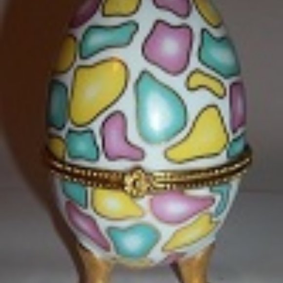 Vintage Collectible Russian Faberge Style Porcelain Ceramic Egg 24K Trinket Box - Picture 1 of 2
